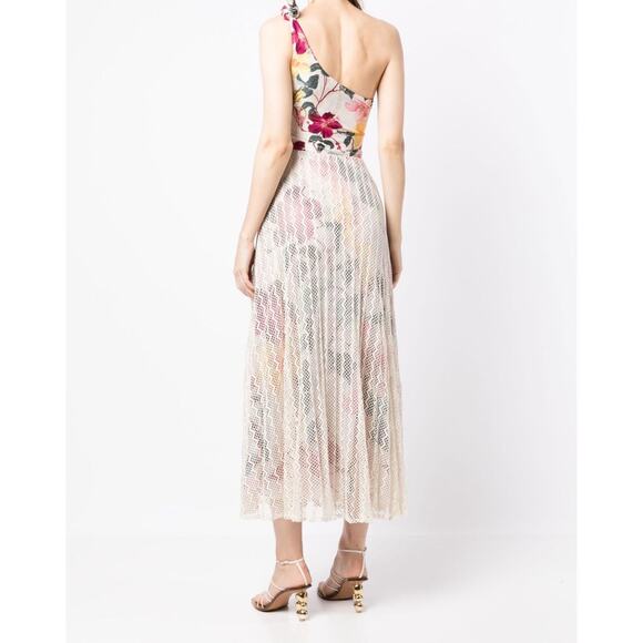 PatBO Hibiscus Neutral floral-print one-shoulder Sundress NWT SZ 4 - Picture 3 of 14